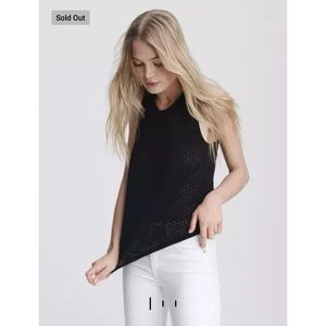 Rag & Bone Black Open Knit Tank